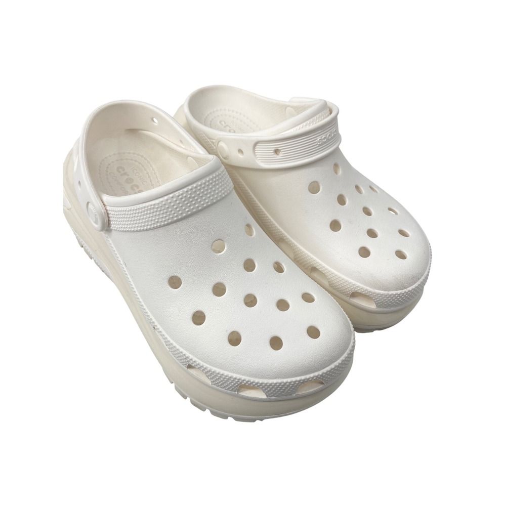 Crocs Mega‎ Crush Clog Women 9 White Platform Chunky Wedding Festival Sandal